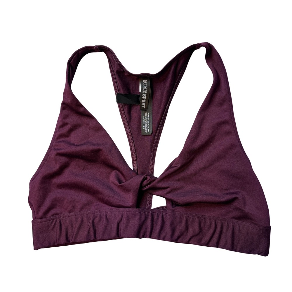 PINK Sport Bra Womens M Purple Ultimate Lightly Lined Twist Front Racerback‎ B80